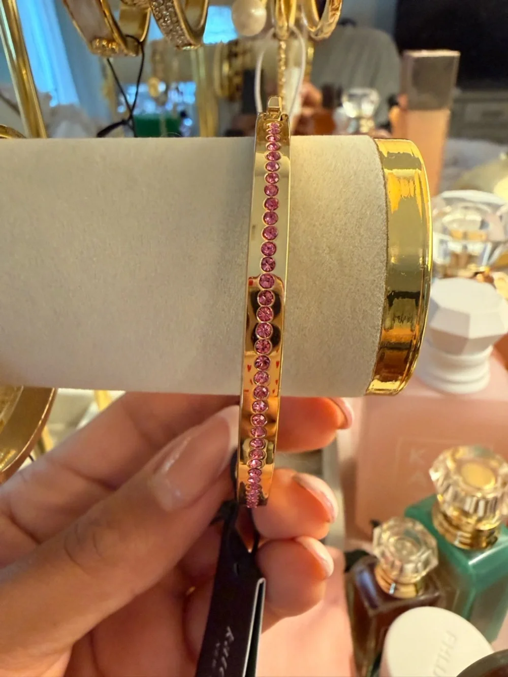 kate spade Gold Bangle with Pink Crystal Row - Picture 2 of 8